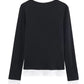 HH Spring Woman Elegant Solid 3 - Color Round Collar Double Contrast Tops Female Casual Long Sleeves Versatile Slim T-shirt - Clothesfassion.store