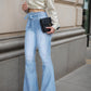 High Waisted Flared Jeans - Women’s Flared Jeans Elastic Wide Leg Jeans, High Waisted Design, Showcasing Perfect Curves. High Quality Fabrics Are Soft, Breathable, And Elastic, Making Them The Bes - Clothesfassion.store