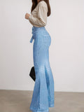 High Waisted Flared Jeans - Women’s Flared Jeans Elastic Wide Leg Jeans, High Waisted Design, Showcasing Perfect Curves. High Quality Fabrics Are Soft, Breathable, And Elastic, Making Them The Bes - Clothesfassion.store