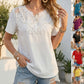 Hollow-out Pearl-trimmed Loose Short-sleeve T-shirt For Women - Clothesfassion.store