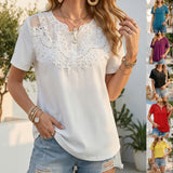 Hollow-out Pearl-trimmed Loose Short-sleeve T-shirt For Women - Clothesfassion.store