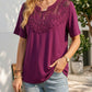 Hollow-out Pearl-trimmed Loose Short-sleeve T-shirt For Women - Clothesfassion.store