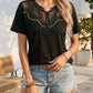 Hollow-out Pearl-trimmed Loose Short-sleeve T-shirt For Women - Clothesfassion.store