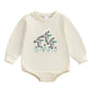 Infant Boys Fall Overalls with Long Sleeves and Crew Neck Featuring Adorable Duck Embroidery on Sweatshirt Style Romper - Clothesfassion.store