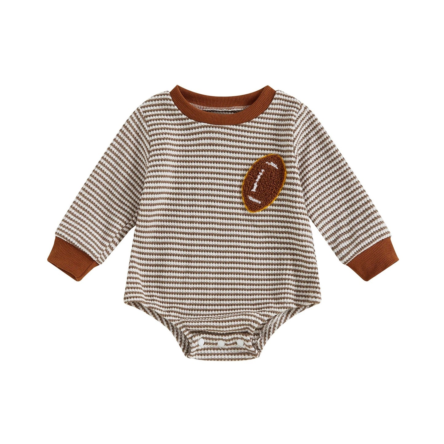 Infant Boys Fall Sweatshirt with Long Sleeves Crewneck Rugby Embroidery and Striped Design for Autumn - Clothesfassion.store