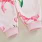 Infant Girl 2 - Piece Autumn Ensemble with Long Sleeve Bow Print Sweatshirt and Pants - Adorable Toddler Clothing Set - Clothesfassion.store