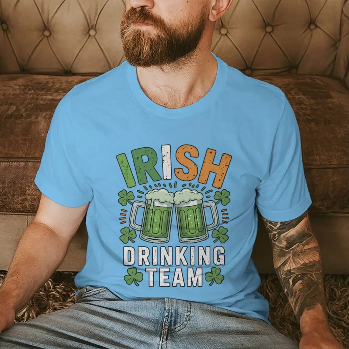 Irish Drinking Team T-shirts for Men St. Patrick's Day Beer Tee Funny Men's St. Patricks Day Shirt Short Sleeve Round Neck Top - Clothesfassion.store
