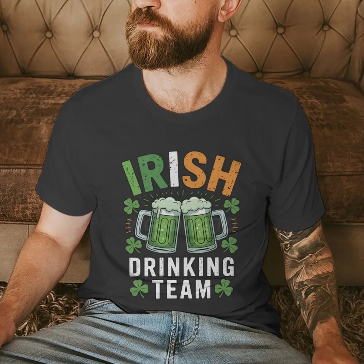 Irish Drinking Team T-shirts for Men St. Patrick's Day Beer Tee Funny Men's St. Patricks Day Shirt Short Sleeve Round Neck Top - Clothesfassion.store