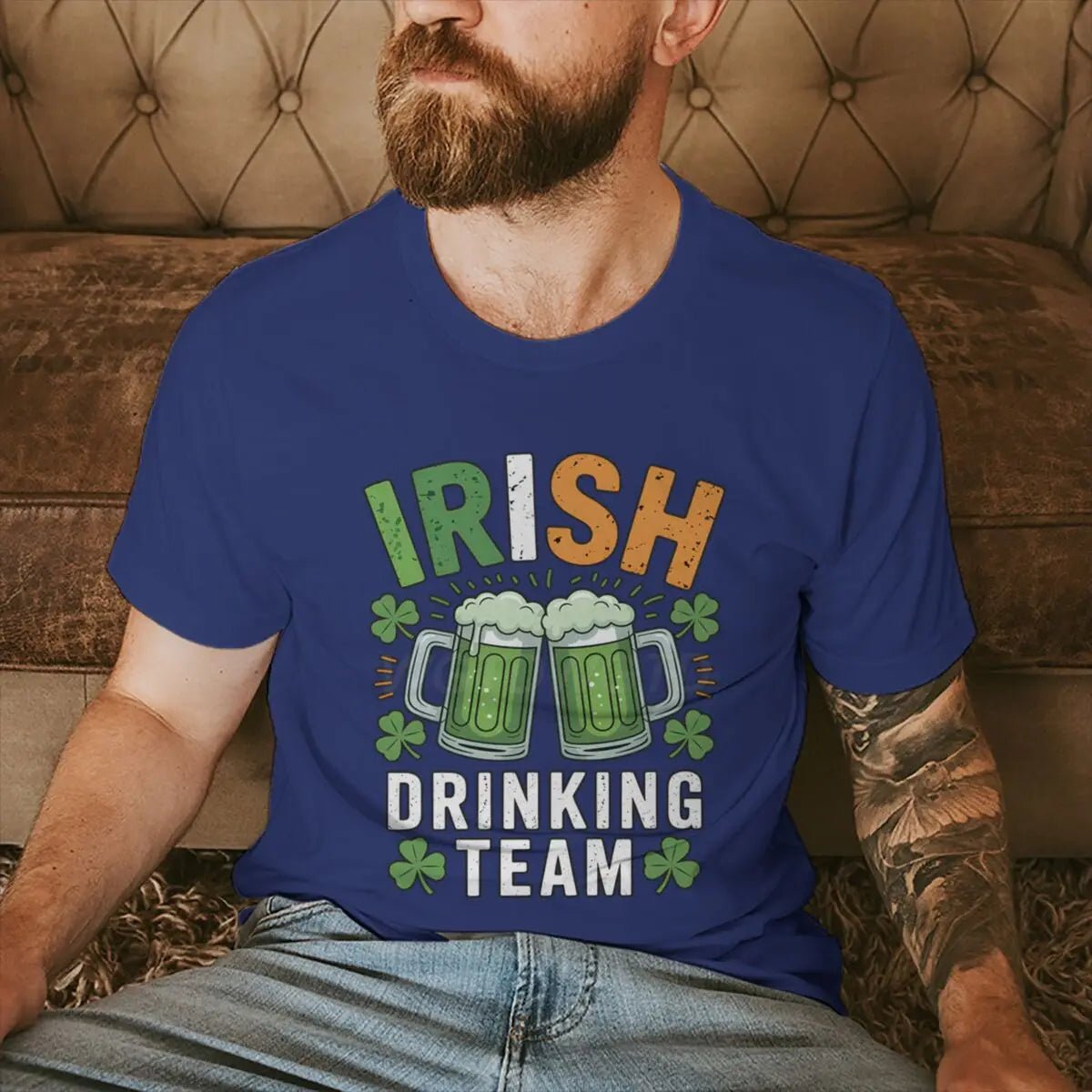Irish Drinking Team T-shirts for Men St. Patrick's Day Beer Tee Funny Men's St. Patricks Day Shirt Short Sleeve Round Neck Top - Clothesfassion.store