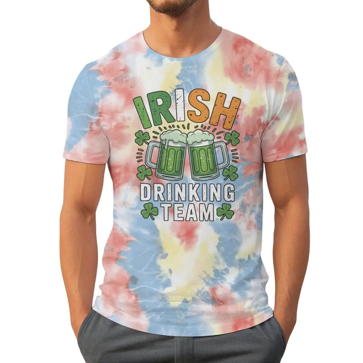 Irish Drinking Team T-shirts for Men St. Patrick's Day Beer Tee Funny Men's St. Patricks Day Shirt Short Sleeve Round Neck Top - Clothesfassion.store