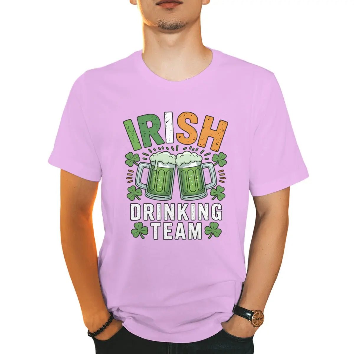 Irish Drinking Team T-shirts for Men St. Patrick's Day Beer Tee Funny Men's St. Patricks Day Shirt Short Sleeve Round Neck Top - Clothesfassion.store