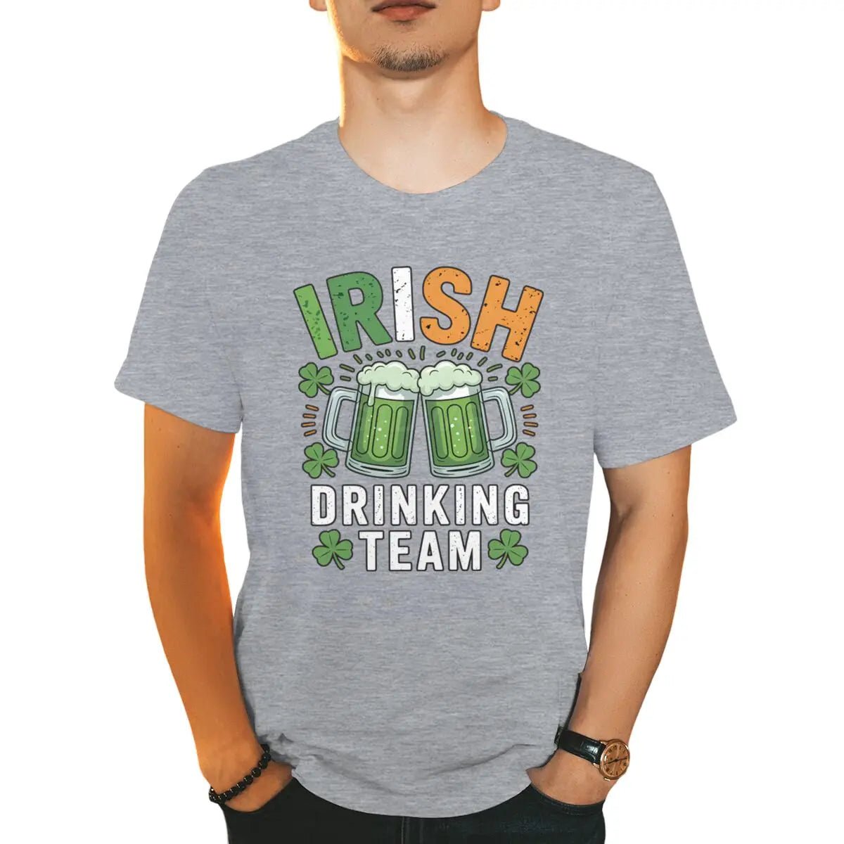 Irish Drinking Team T-shirts for Men St. Patrick's Day Beer Tee Funny Men's St. Patricks Day Shirt Short Sleeve Round Neck Top - Clothesfassion.store
