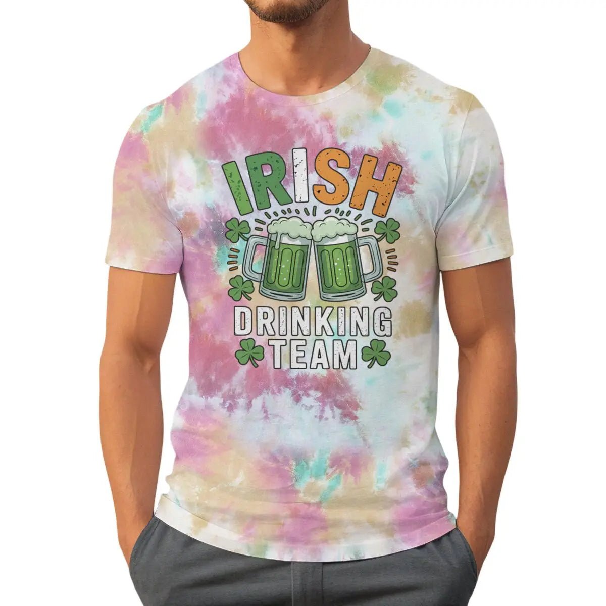 Irish Drinking Team T-shirts for Men St. Patrick's Day Beer Tee Funny Men's St. Patricks Day Shirt Short Sleeve Round Neck Top - Clothesfassion.store