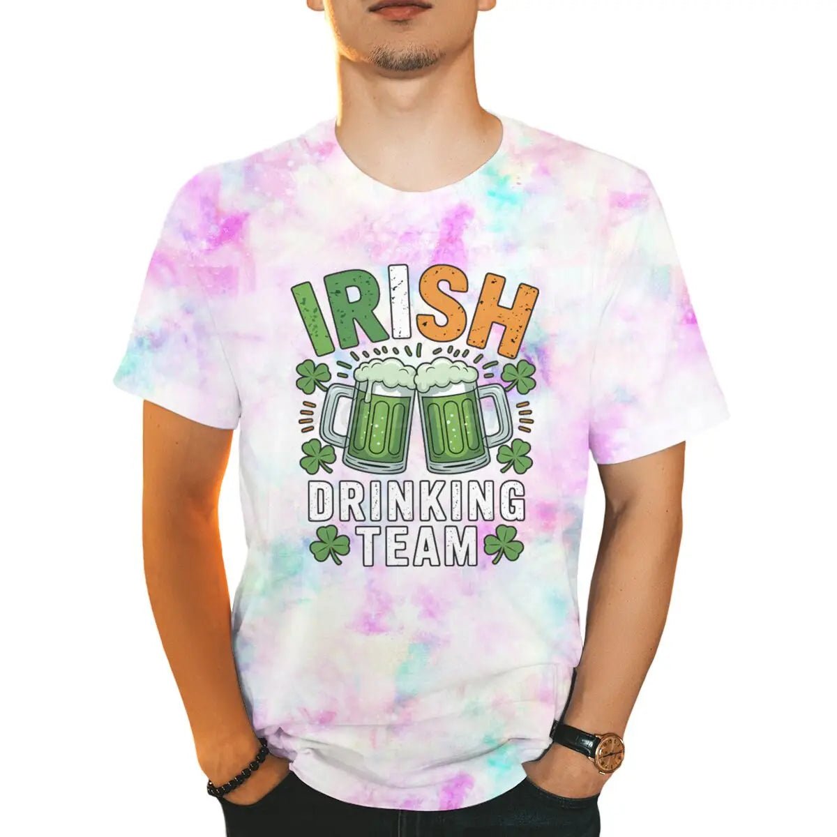 Irish Drinking Team T-shirts for Men St. Patrick's Day Beer Tee Funny Men's St. Patricks Day Shirt Short Sleeve Round Neck Top - Clothesfassion.store