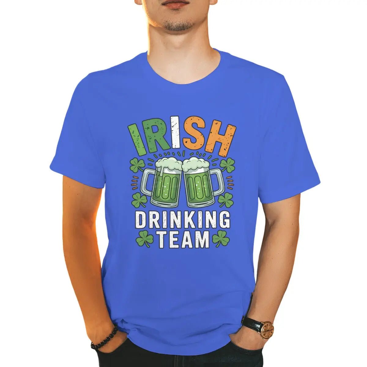 Irish Drinking Team T-shirts for Men St. Patrick's Day Beer Tee Funny Men's St. Patricks Day Shirt Short Sleeve Round Neck Top - Clothesfassion.store