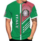 Italy Flag T-Shirts Italian National Emblem Printed Round Neck Short Sleeves Tee Shirts Men Women Kids Clothes Streetwear Tees - Clothesfassion.store