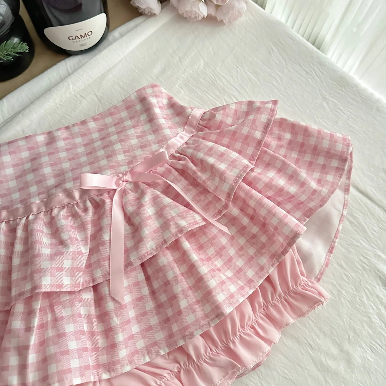 Japanese Kawaii Lolita Elegant 2 Piece Sets Women Pink Y2k Bow Design Mini Skirt Suit Female Princess Sweet Chic Outfits Summer - Clothesfassion.store