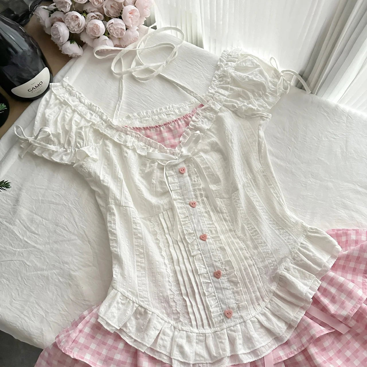 Japanese Kawaii Lolita Elegant 2 Piece Sets Women Pink Y2k Bow Design Mini Skirt Suit Female Princess Sweet Chic Outfits Summer - Clothesfassion.store