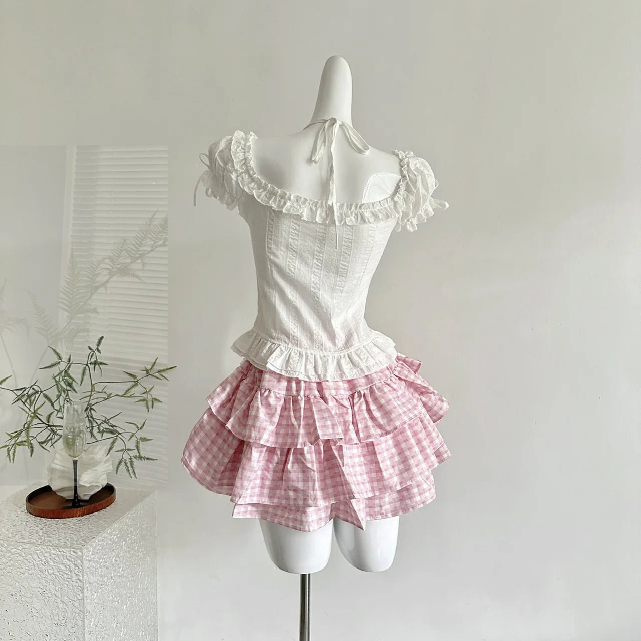 Japanese Kawaii Lolita Elegant 2 Piece Sets Women Pink Y2k Bow Design Mini Skirt Suit Female Princess Sweet Chic Outfits Summer - Clothesfassion.store