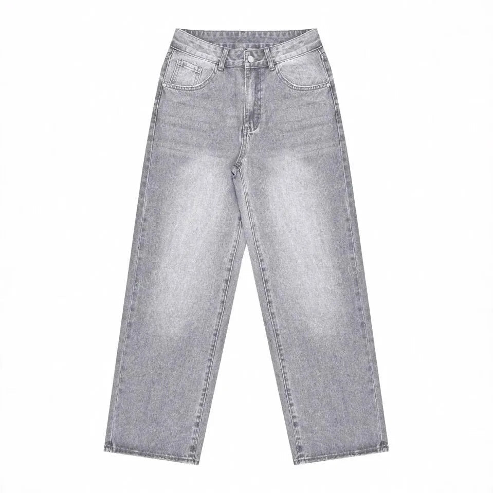 Jeans Women Straight Pants Denims Washed High Waist Distressed Pockets Female 2025 Streetwear Vintage Full Length Trousers - Clothesfassion.store