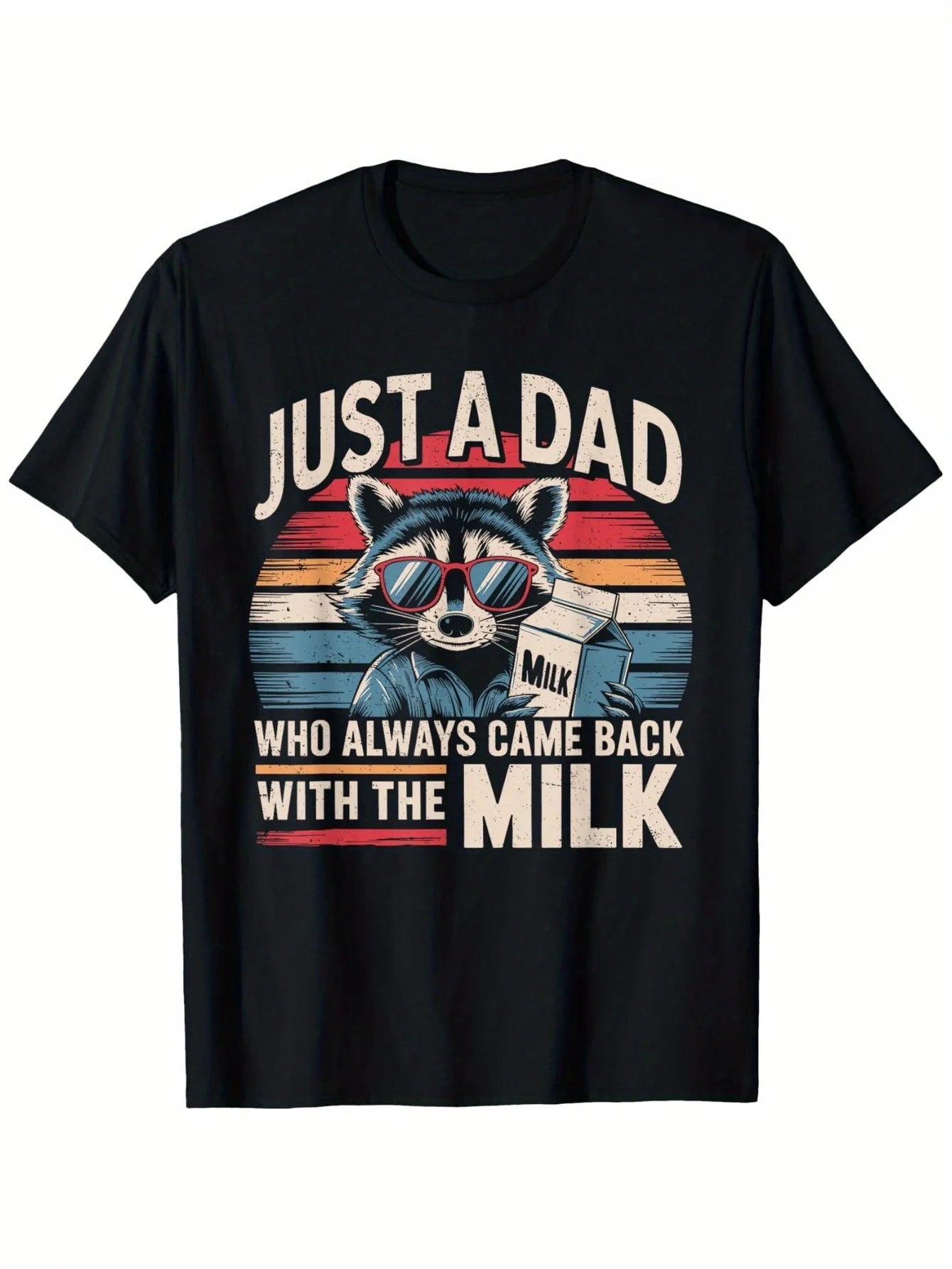 Just a Dad Who Always Came Back with The Milk Funny T-Shirt, 100% Cotton, Casual Crew Neck, Fathers Day Gift - Clothesfassion.store
