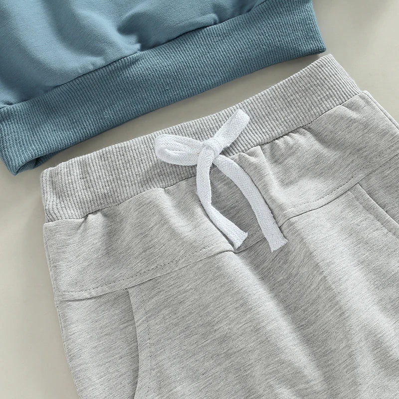 Kids Boys Girls Hooded Sweatshirt and Jogger Pants Set Long Sleeve Pullover Top Elastic Waistband Bottoms for Casual Wear - Clothesfassion.store
