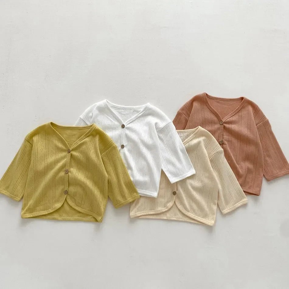 Korean Cardigan Toddler Tops Kids Solid Coat Infant Lightweight Casual Outerwear Boys Girls Button Down Summer Jacket Baby Coat - Clothesfassion.store