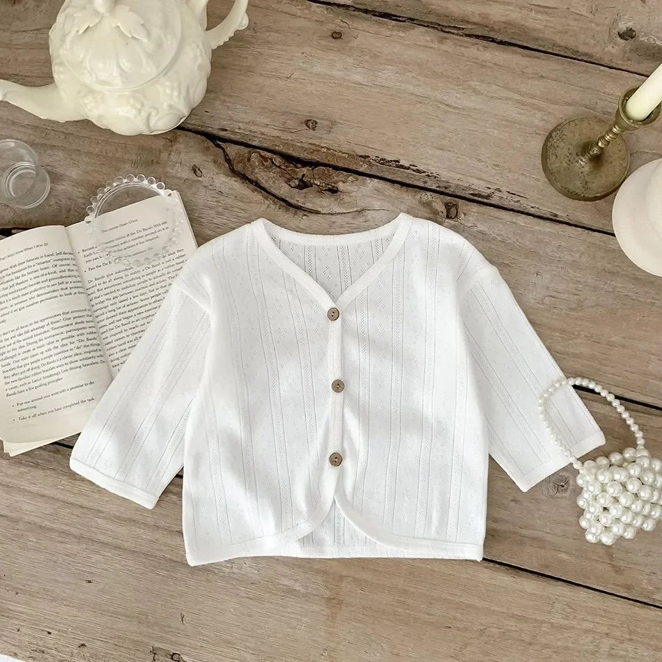 Korean Cardigan Toddler Tops Kids Solid Coat Infant Lightweight Casual Outerwear Boys Girls Button Down Summer Jacket Baby Coat - Clothesfassion.store