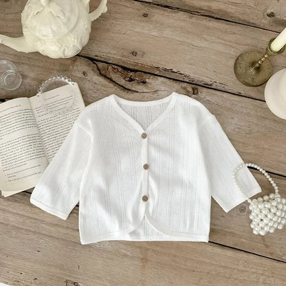 Korean Cardigan Toddler Tops Kids Solid Coat Infant Lightweight Casual Outerwear Boys Girls Button Down Summer Jacket Baby Coat - Clothesfassion.store