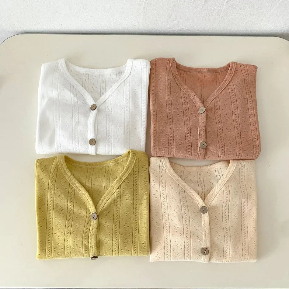 Korean Cardigan Toddler Tops Kids Solid Coat Infant Lightweight Casual Outerwear Boys Girls Button Down Summer Jacket Baby Coat - Clothesfassion.store