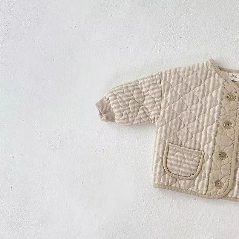 Korean New Baby Kids Vintage Rhombus Double Layer Jacket Autumn Winter Boys Girls Cotton Padded Parka Children Warm Quilted Coat - Clothesfassion.store