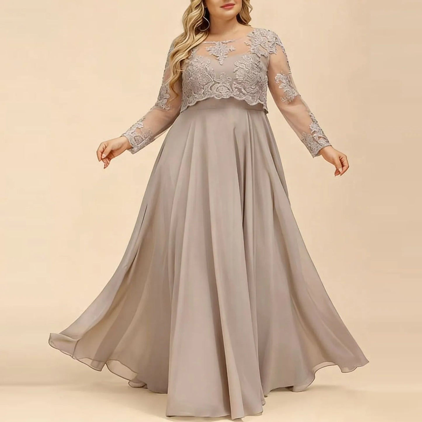 L - 5XL Plus Size Clothes Lace Dresses Women Robes Spring Summer Long Sleeve Street Style Casual 3XL Big Size Maxi Dress Oversized - Clothesfassion.store