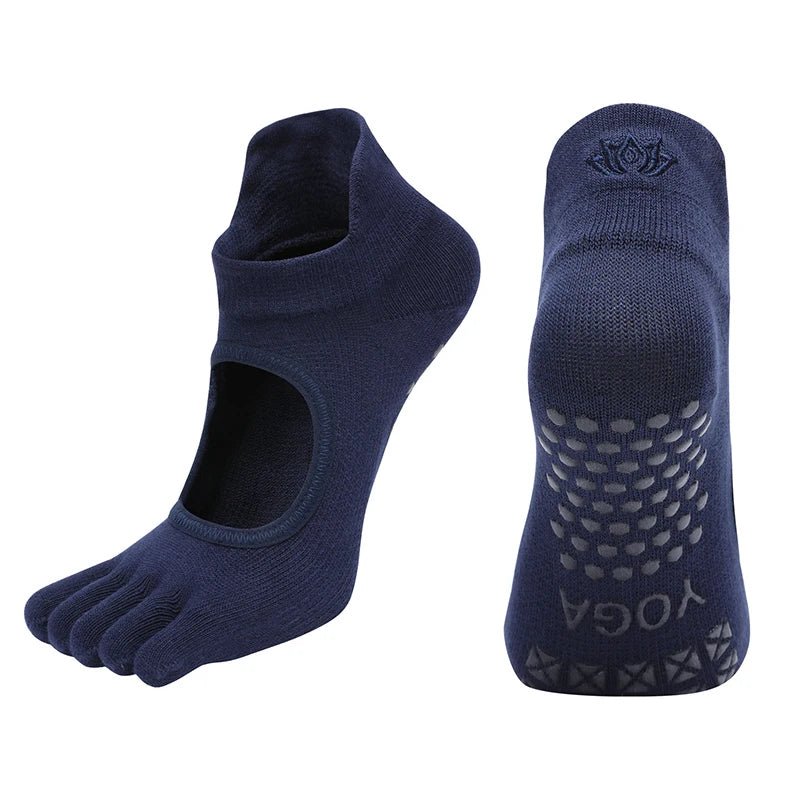 Ladies Breathable Yoga Socks with Grips Non - Slip Five Finger Pilates Socks for Women Backless Ballet Dance Fitness Toe Socks - Clothesfassion.store