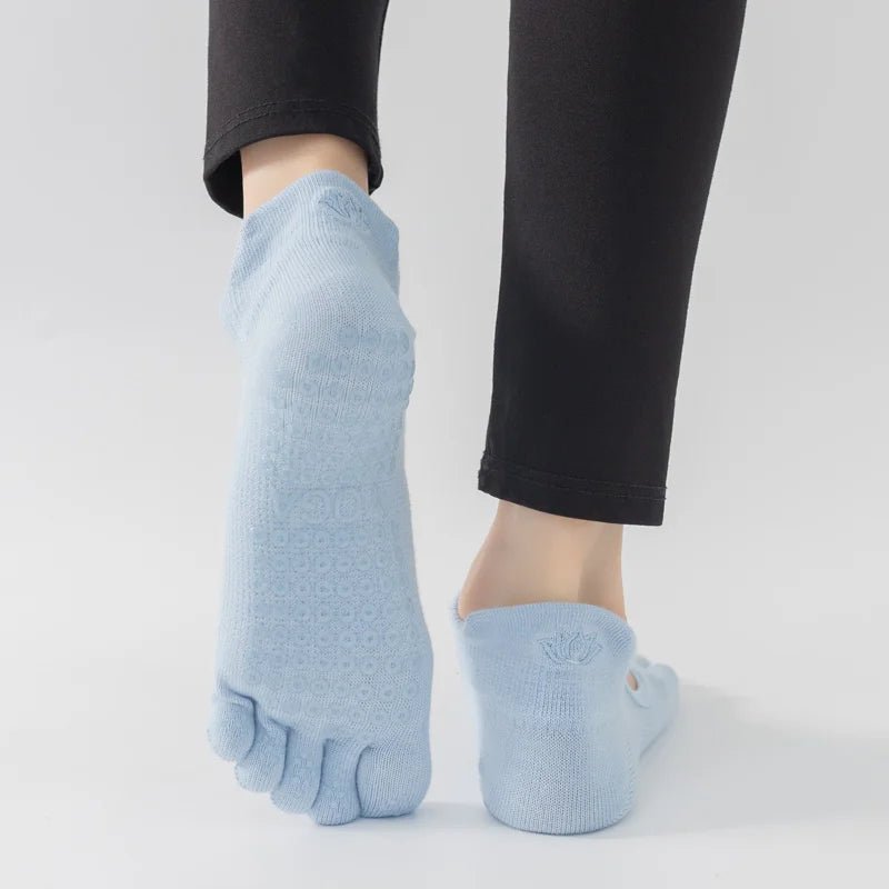 Ladies Breathable Yoga Socks with Grips Non - Slip Five Finger Pilates Socks for Women Backless Ballet Dance Fitness Toe Socks - Clothesfassion.store
