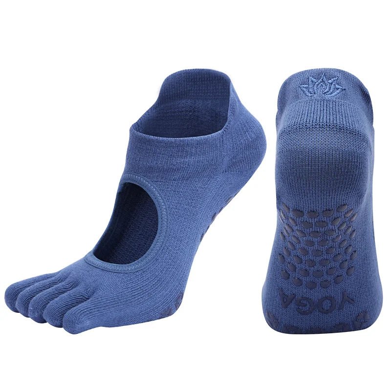 Ladies Breathable Yoga Socks with Grips Non - Slip Five Finger Pilates Socks for Women Backless Ballet Dance Fitness Toe Socks - Clothesfassion.store
