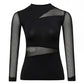 Ladies Dance Tops For Women Ballroom Latin Yoga Crop Tops Shirt Adult Female Sexy Mesh Mid - sleeve Blouse Dance New Black Clothes - Clothesfassion.store