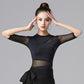 Ladies Dance Tops For Women Ballroom Latin Yoga Crop Tops Shirt Adult Female Sexy Mesh Mid - sleeve Blouse Dance New Black Clothes - Clothesfassion.store