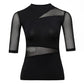 Ladies Dance Tops For Women Ballroom Latin Yoga Crop Tops Shirt Adult Female Sexy Mesh Mid - sleeve Blouse Dance New Black Clothes - Clothesfassion.store