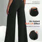Ladies' high waisted elastic fabric elastic waistband solid color wide leg yoga pants pants, suitable for outdoor fitness - Clothesfassion.store