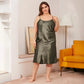 Large Size 5XL Female Nightgown Sexy Spaghetti Strap Nightdress Lingerie Summer New Satin Chemise Sleepwear Rayon Home Wear - Clothesfassion.store