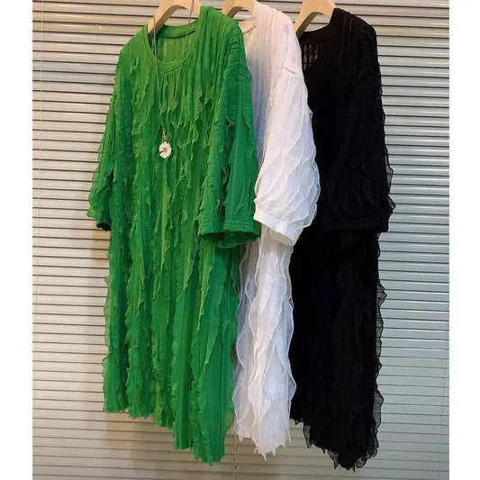 Large Size Women's Summer New Style Fat Girl Looks Slim Hides Flesh Looks Fashionable Age - reducing Simple Loose Top - Clothesfassion.store