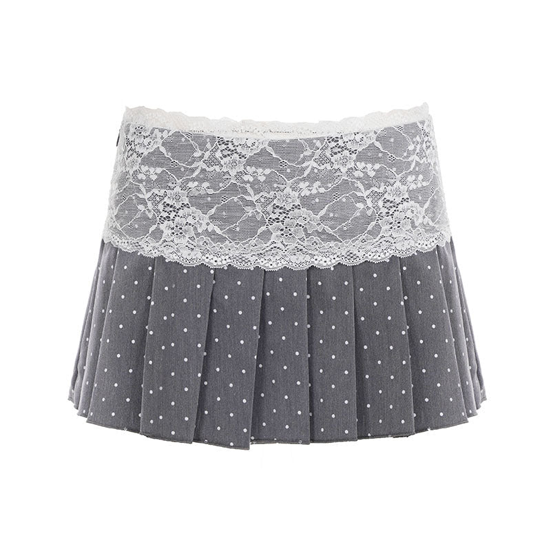 Low - rise Pleated Skirt With Lace Trim And Panel Design To Prevent Wardrobe Malfunctions - Clothesfassion.store