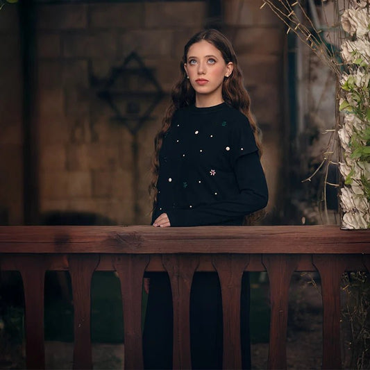 Maxi dress women long sleeve lady dresses flowers and pearls top causual dress round neck black modal ribbed top sizes XS - XXXL - Clothesfassion.store