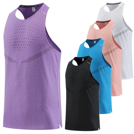 Men Gym Vest Breathable Mesh track and field Summer Cool Beach Travel Undershirt Basketball Training Fashion Running Tanks Top - Clothesfassion.store