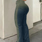 Men Jeans Boot Cut Solid Jean Wide Leg Denim Pant Distressed Washed Full Ankle Length Pockets Zipper Fly High Waist Basics - Clothesfassion.store
