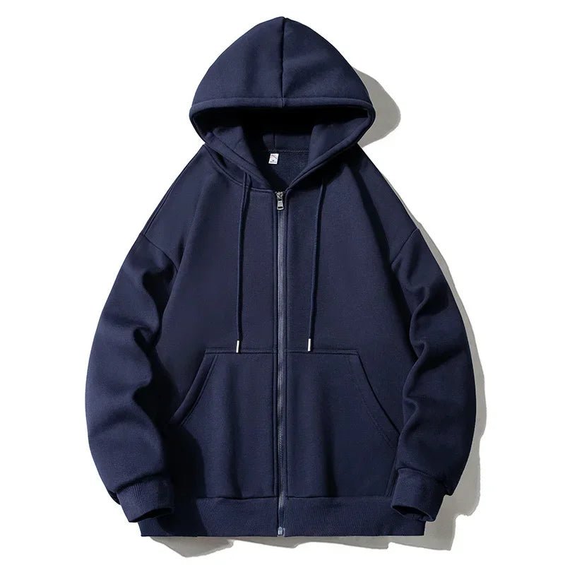 Men Plus Size 6XL 7XL Zip Up Hoodies Large Man Autumn Winter Hoodie Sweatshirt Jacket Big and Tall Mens Clothes - Clothesfassion.store