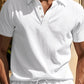 Men s Casual Short Sleeve Linen Shirt with Lapel Collar and Button Detail - Lightweight Summer Top for a Stylish Look - Clothesfassion.store