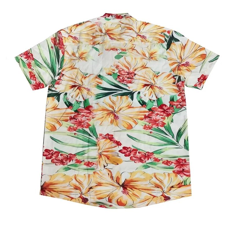 Men s Floral Print Short Sleeve Button Down Shirt with Chest Pocket for Casual Wear and Summer Outings Perfect for Beach and - Clothesfassion.store