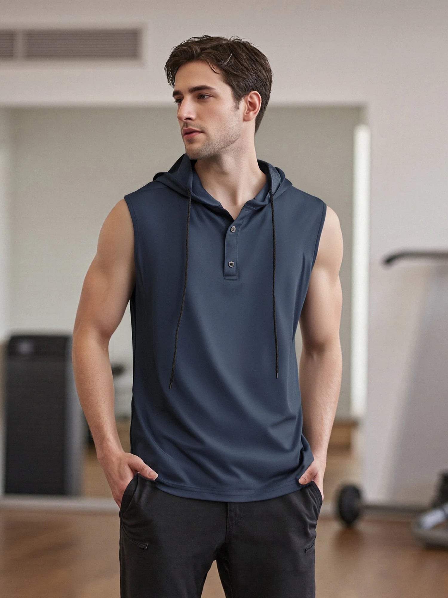Men s Sleeveless Hooded Tank Tops Solid Color Workout T-Shirt Gym Fitness Training Vest Casual Streetwear Running Top - Clothesfassion.store