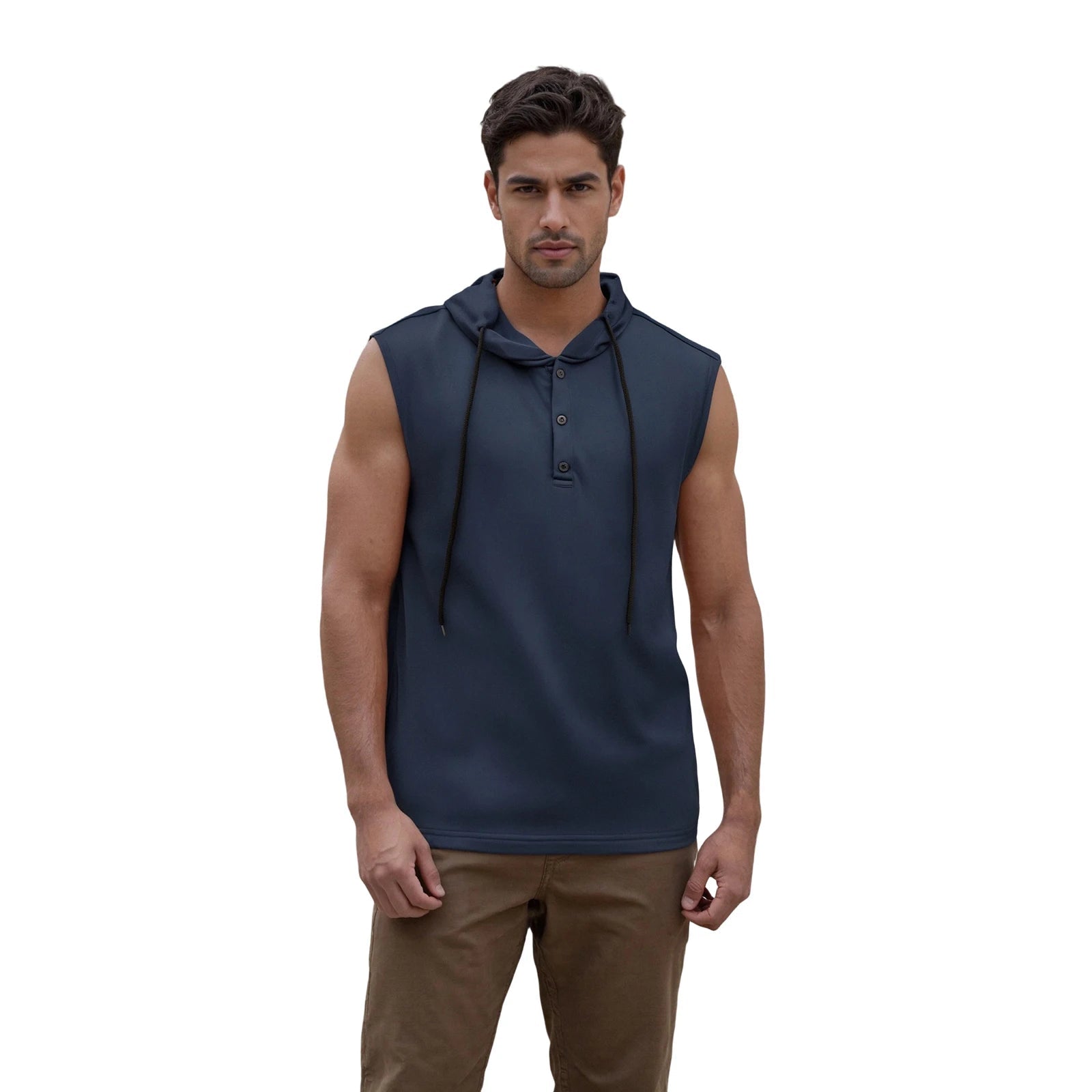 Men s Sleeveless Hooded Tank Tops Solid Color Workout T-Shirt Gym Fitness Training Vest Casual Streetwear Running Top - Clothesfassion.store